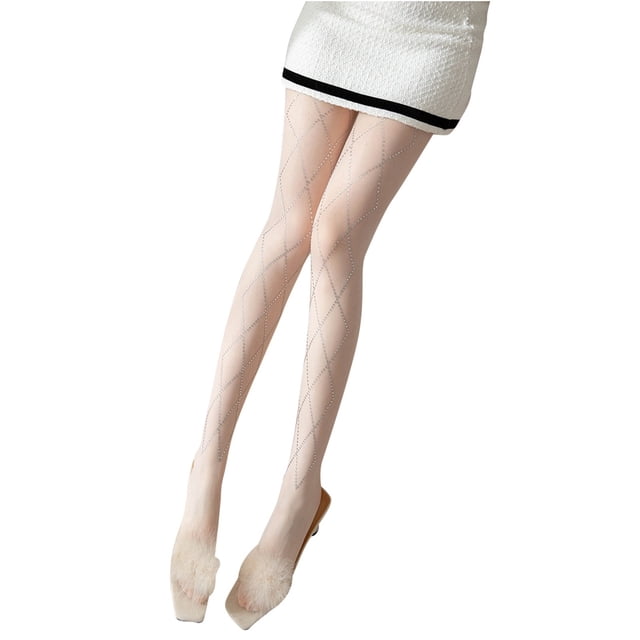 Collants Noirs à Carreaux pour Femmes avec Accrocs, Grande Taille, Bas Gainants pour Femmes, Collants Doublés pour Femmes, Collants Doublés Translucides, Collants Résille pour Femmes