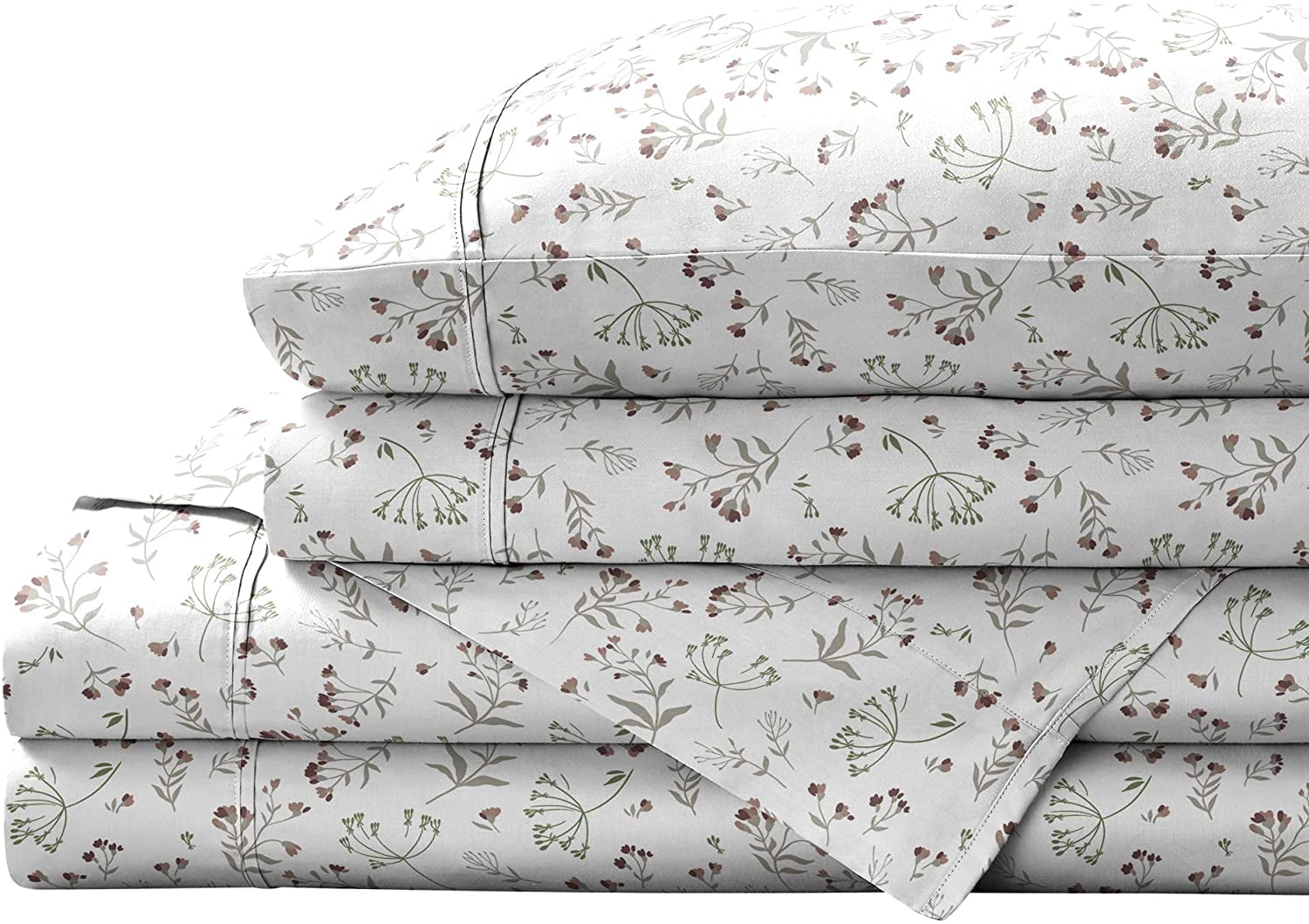 Cotton Percale Sheet Set, Floral, Queen 