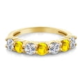 thumbnail image 2 of Gem Stone King 18K Yellow Gold Plated Silver E-F Lab Grown Diamond Yellow Sapphire Anniversary Ring for Women (1.16 Cttw, Gemstone Birthstone, Available in Size 5, 6, 7, 8, 9), 2 of 4