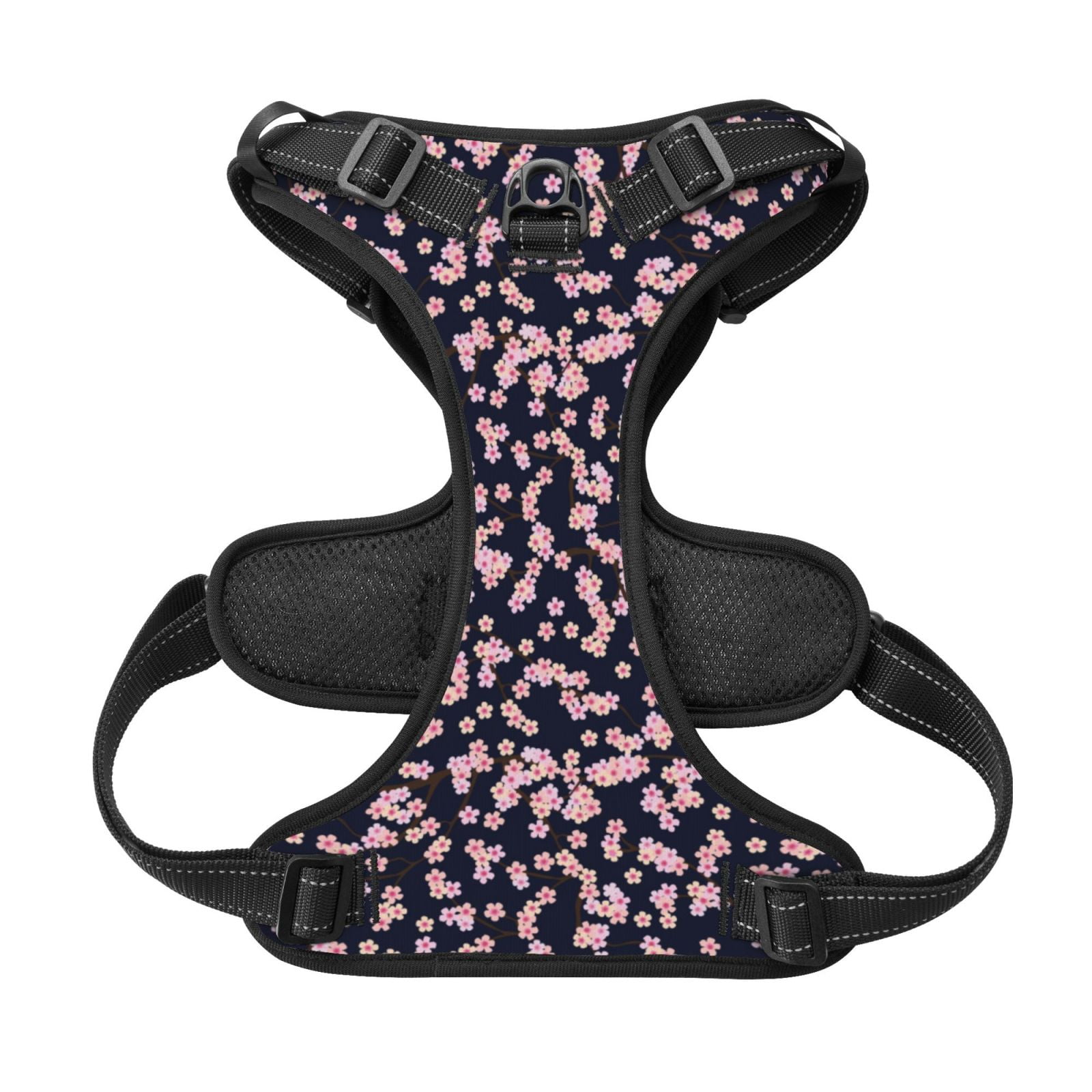 Kdxio Flower Print No Pull Dog Harness Adjustable Reflective Oxford Easy Control Medium Large Dog Harness for Training and Everyday-Small