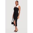 thumbnail image 2 of Women's Layered Look Slit Front Belted Denim Dress, 2 of 3