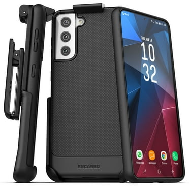 Encased Samsung Galaxy S21 Belt Clip Case (Thin Armor) Slim Grip Cover with Holster - Black