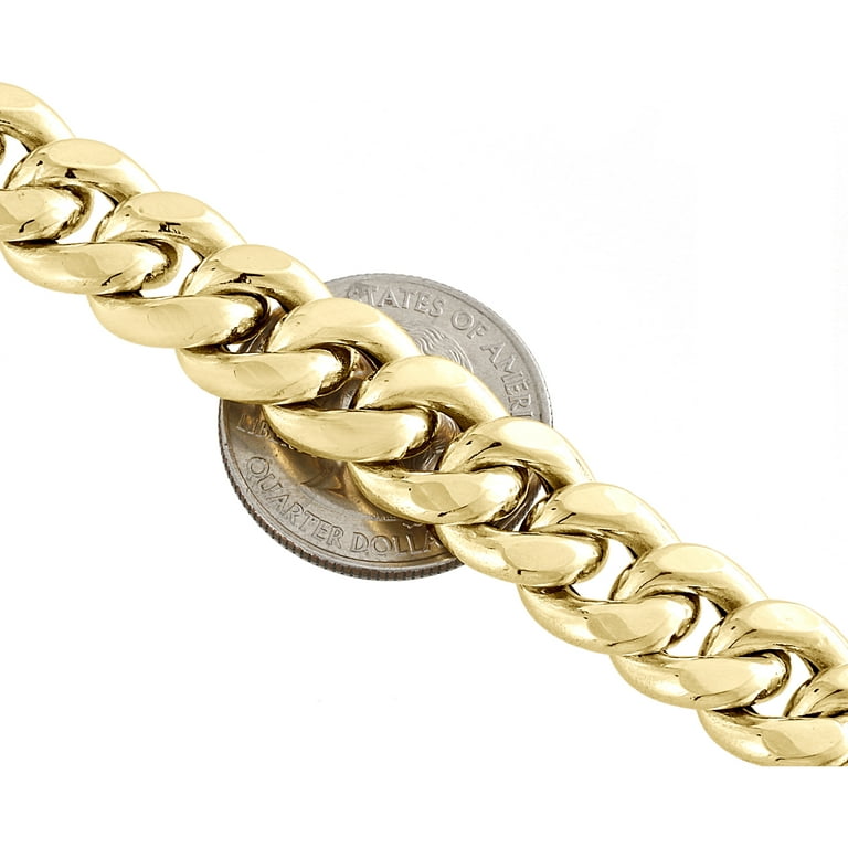 12mm Miami Cuban Link Chain Iced Clasp Yellow Gold / 24 Inches