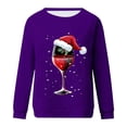 thumbnail image 3 of lcziwo Offres Prime Sweatshirts de Noël Col Rond pour Femmes, Chemise de Noël pour Femmes Rouge Verre de Vin Chapeau de Père Noël Graphique Sweatshirt Pull Vacances Manches Longues Tops 2024 Violet,m, 3 of 3