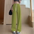thumbnail image 4 of Audhol Wide Leg Sweatpants Women Casual Retro Vertical Wide Leg Pants Women Spring and Autumn Thin High Waist Slimming Age Straight Leg Pants Sweatpants Women Green L, 4 of 5
