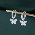 thumbnail image 5 of 925 Sterling Silver CZ Buffterfly Hoop Earrings for Women Teens Sparkling Butterfly Hoop Earrings Huggie Drop, 5 of 12