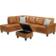 thumbnail image 3 of 3-Piece Modular R Recliner, L-Shaped Sofa with 2 Cup Holder and Storage Ottoman for Living Room Furniture, Ginger Right My Lux Decor Round, 3 of 6