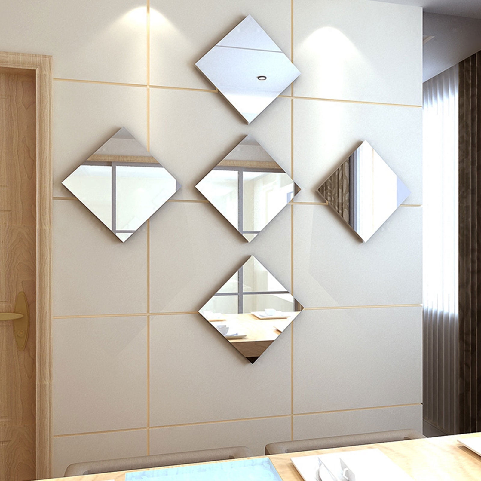 15x15cm Silver 32pcs Squares Reflective, Square Mirror Wall Decor Ideas