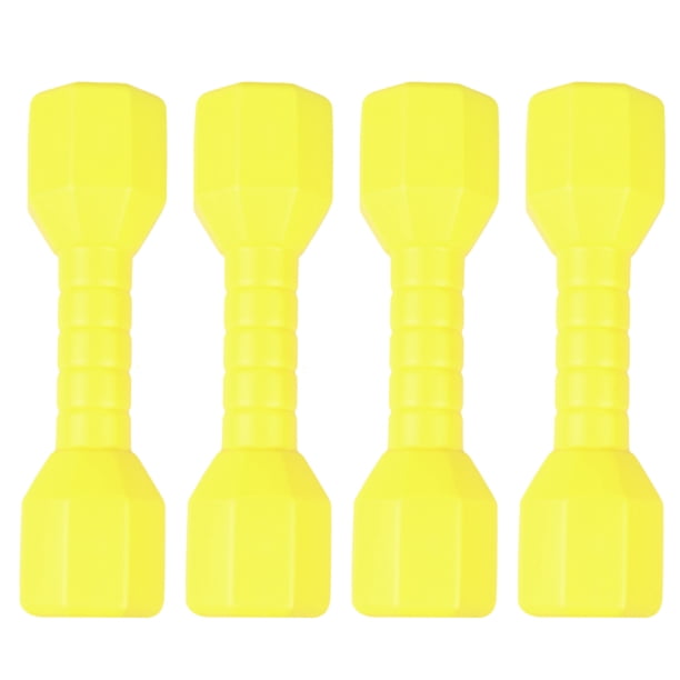 EeaseMX 4 mancuernas octogonales para niños, equipo de fitness de plástico para exteriores, herramienta de baile para niños, juguete de ejercicio (amarillo)