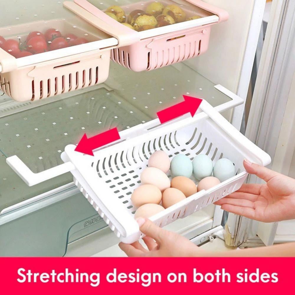 Fridge Drawer Organizer, Retractable Drawer Refrigerator Storage Box