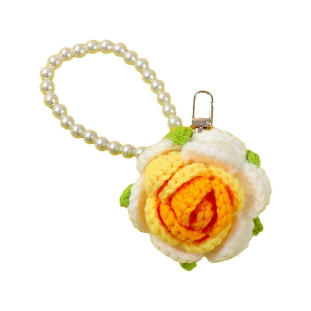 Llavero con forma de rosa, adorno para llavero, regalo para hija, llavero para bolso colgante Amarillo degradado