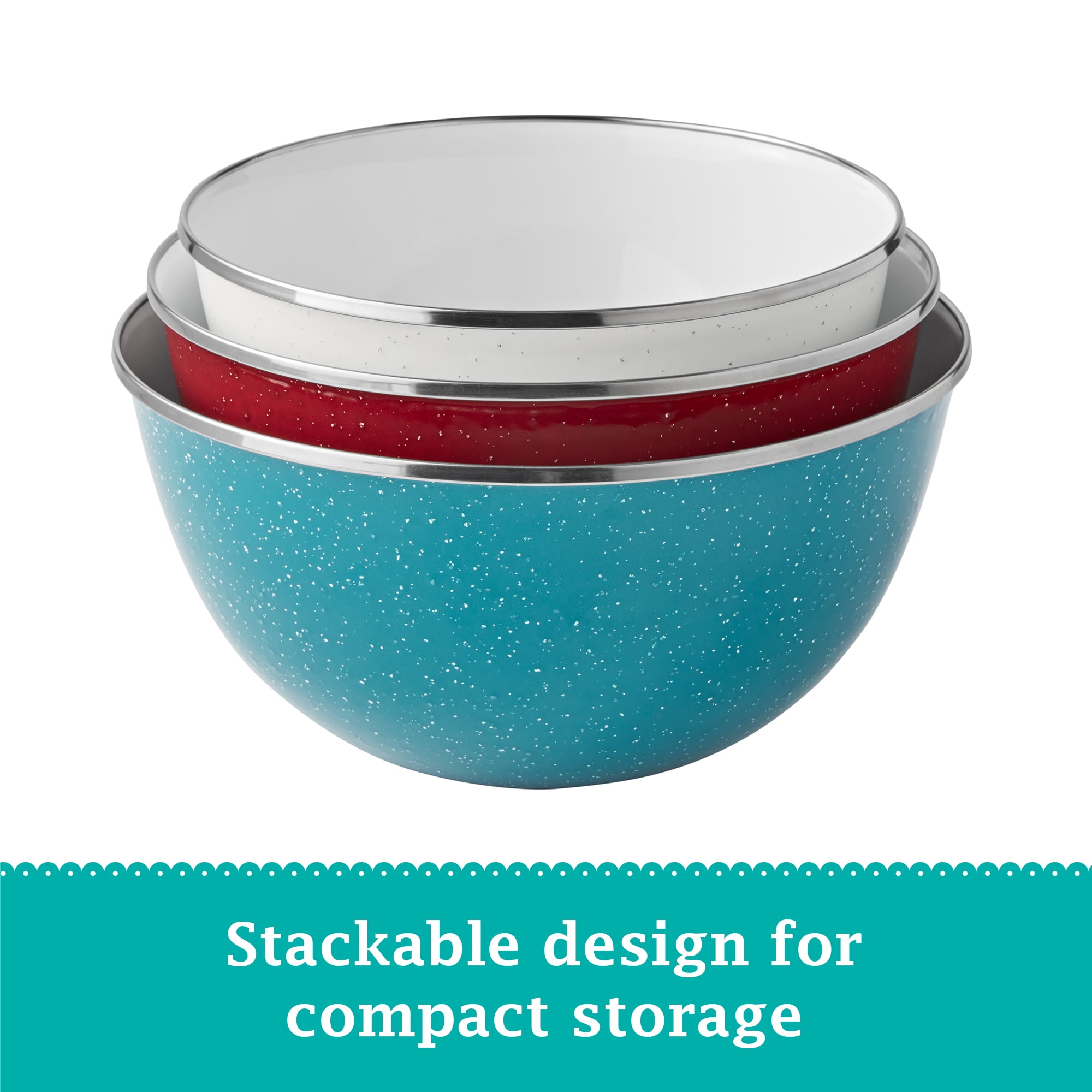 The Pioneer Woman 6-Piece Enamel on Steel Mixing Bowls with Lids