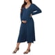 thumbnail image 4 of INSPIRE CHIC Vestidos de Maternidad para Mujeres con Botones, Plisados, de Punto, de Manga Larga, para Sesiones de Fotos, Vestido Maxi de Embarazo XL Azul, 4 of 6