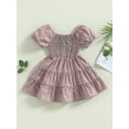 thumbnail image 2 of Bagilaanoe Toddler Baby Girl Summer Dress Short Sleeve Ruffled A-line Princess Dresses 12M 18M 24M 3T 4T 5T Kids Casual Swing Sundress, 2 of 9