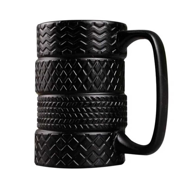 Taza de Cerámica en Forma de Llantas Apiladas Negras HappyWare Llantas Apiladas