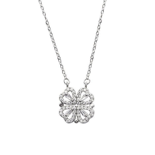 Collar sencillo de trébol de cuatro hojas Heldig cadena de clavícula de moda para mujer colgante plegable