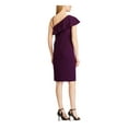 thumbnail image 2 of RALPH LAUREN Womens Purple Embellished Short Sleeve Asymmetrical Neckline Short Cocktail Sheath Dress 2, 2 of 4