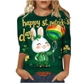 thumbnail image 2 of HOMBOM St.Patricks Day Shirts for Women Irish Graphic Tees Spring Army Green Crewneck Shamrock Print 3/4 Sleeve Cute Womens Tops, 2 of 5