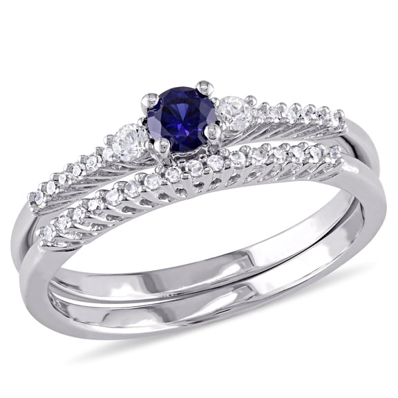 Everly Women's Created Sapphire Sterling Silver Bridal Set