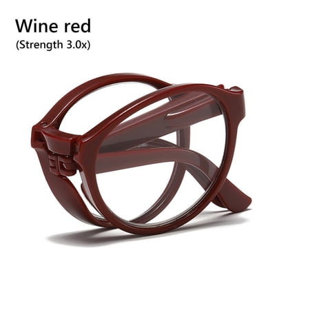 Strength 1.0x ~ 4.0x Lightweight Eyewear Portable Reading Glasses with Glasses Case Folding Presbyopic Glasses WINE RED STRENGTH 3.0X