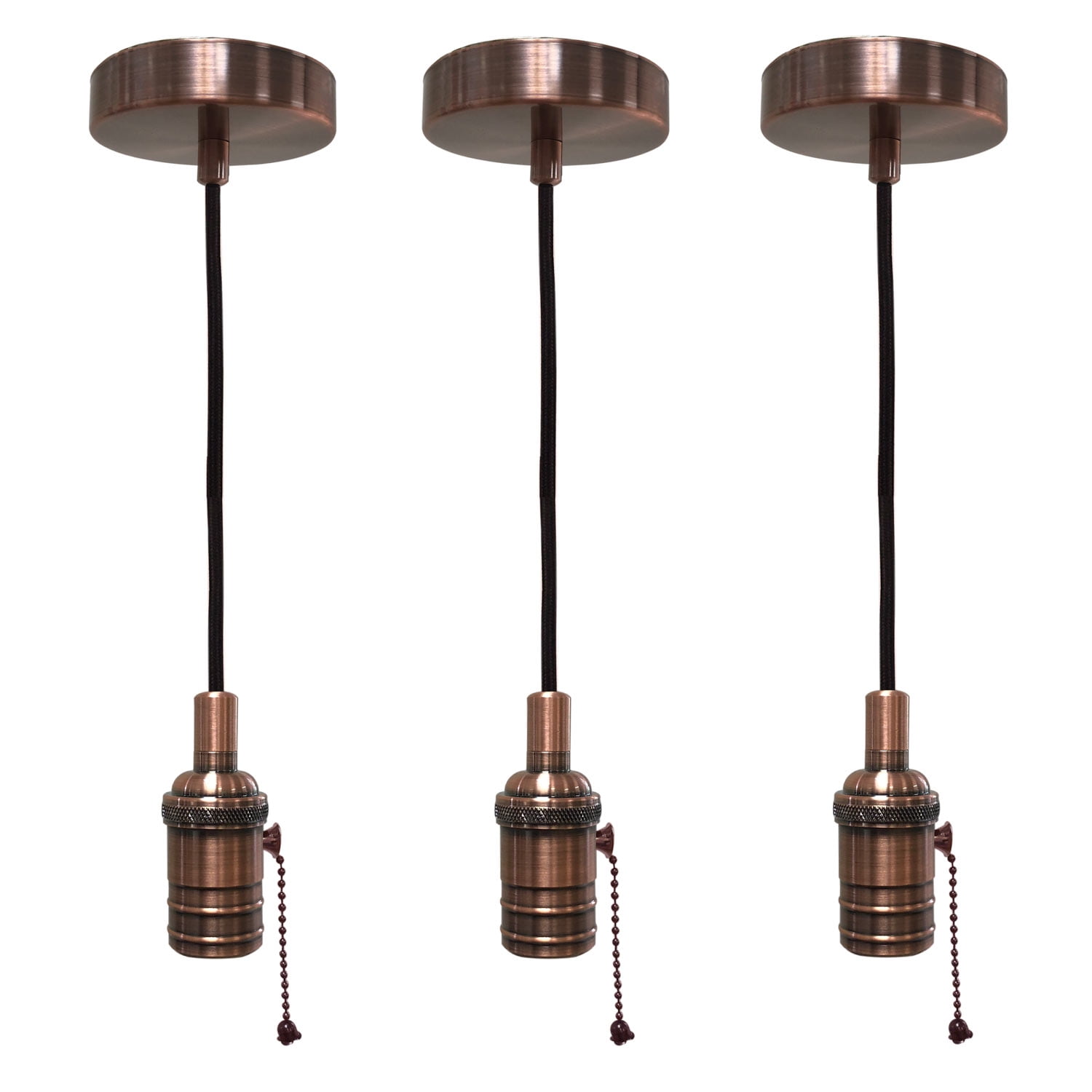 Royal Designs VintageStyle Antique Copper Pull Chain Pendant Light