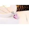 thumbnail image 4 of Uloveido Platinum Plated Pink Crystal Heart Pendant Necklace Cubic Zirconia Birthstone Necklaces for Women Teens Y1066, 4 of 8