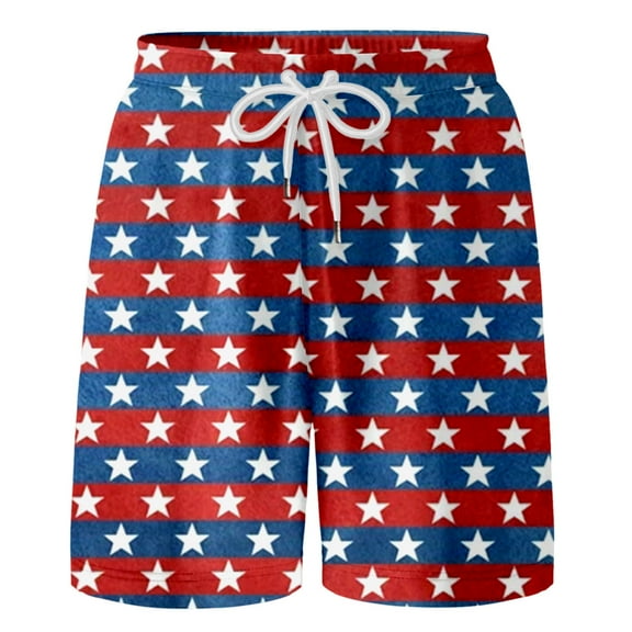 TOOYOU 4th Of July Boys Swim Trunks With Drawstring Elastic Waist Summer Casual American Flag Print Hawaii Holiday Beach Floral Shorts Durable Shorts For Boys Size 6-7 Years Red