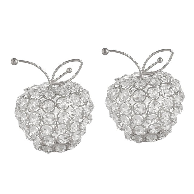 2x Decoración para hogar de La Estatua de La Pieza Central de Escritorio Hecha Ornamentos de La Fruta de Cristal
