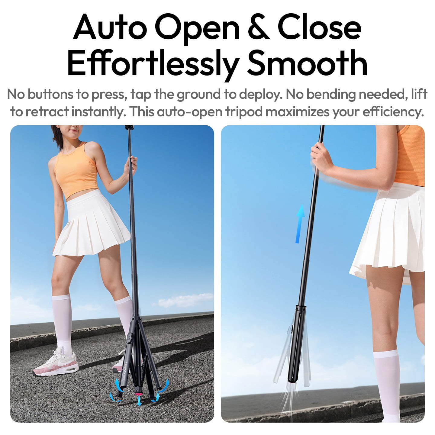 Ulanzi SK-21 Magnetic Auto-Open Tripod Selfie Stick Compatible with iPhone & Android, Extendable 6ft Tripod with Wireless Remote, Portable Magnetic Phone Stand for Travel, Vlogging
