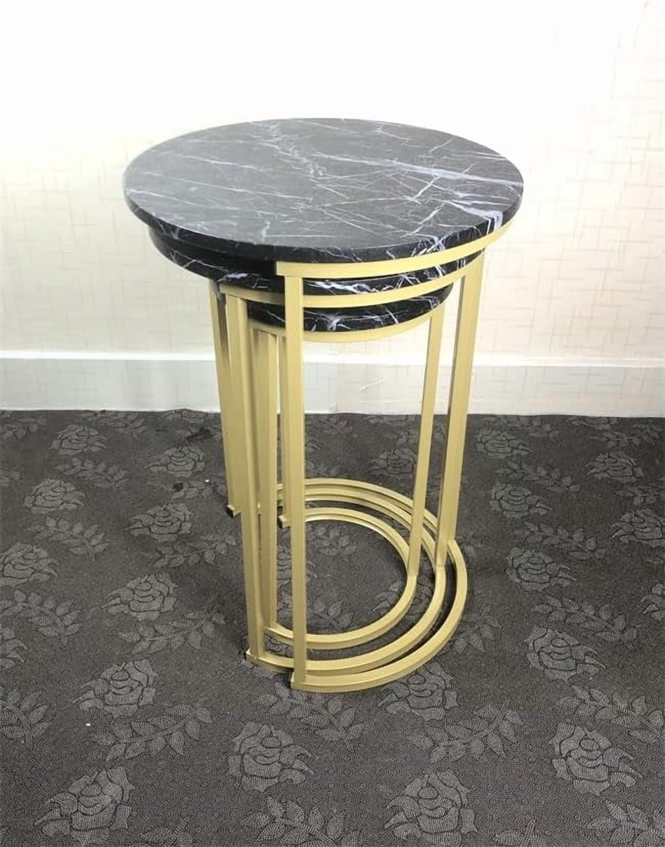 HYGRAD BUILT TO SURVIVE Set of 3 Round Wooden/Steel Nesting Side Stacking Sofa Side Coffee Tables, Small Space Coffee Tea Table for Hallway Living Room Bedroom, Home, Office