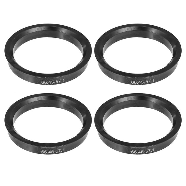 Unique Bargains 4 Pcs 66.45mm to 57.1mm Universal Car Hub Centric Rings Black