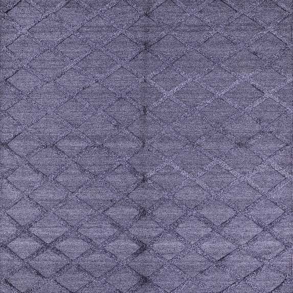 Ahgly Company Indoor Square Mid-Century Modern Dark Slate Blue Purple Oriental Area Rugs, 4' Square