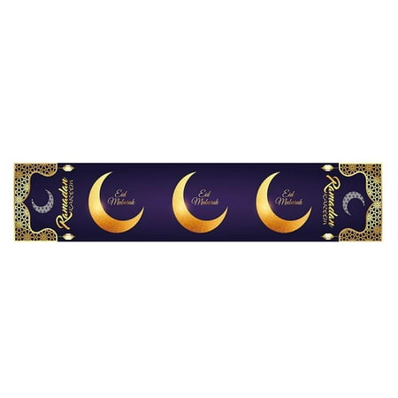 

Tohuu Eid Tablecloth Eid Al-Fitr Purple Gold Moon Table Cloth 71x14 Islamic Eid Photo Booth Props Table Cover Home Decor For Rectangle Tables suitable
