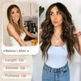 thumbnail image 4 of Clip in Long Wavy Synthetic Hair Extension 24 Inch Balayage Dark Brown to Chestnut 4PCS Thick Hairpieces Fiber Double Weft Hair for Women, 4 of 7
