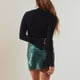thumbnail image 5 of Minifalda corta elegante de cintura alta con cremallera lateral dividida en jacquard para mujer, 5 of 6