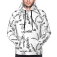 thumbnail image 4 of KLL Lavender Flowers Print Mens Hoodie Long Sleeve Casual Pullover Hooded Sweatshirt Fashion Drawstring Hoodies with Pocket-Large, 4 of 6
