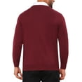 thumbnail image 3 of INSPIRE CHIC Men's V Neck Long Sleeved Button Down Knit Cardigan Sweaters with Pockets M Burgundy, 3 of 5