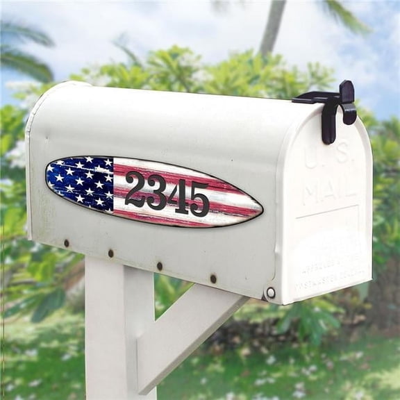 American Flag Wooden House Number Sign by G. DeBrekht | American Patriotic Decor - MA985222