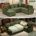 thumbnail image 5 of BedLuxury 106" Modular Sectional Sofa Bed with Pull Out Bed, Large Storage & USB Charging, Modern Sleeper Couch for Living Room, Corduroy Green, 5 of 10
