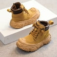 thumbnail image 4 of Boys Snow Boots Chunky Platform High Top Winter Hiking Booties Lace up Side Zipper Waterproof Leather Sneakers Yellow 3.5 Big Kid, 4 of 7