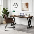thumbnail image 2 of 55 Inch Heavy Duty Writing Computer Desk Modern Simple Home Office Desk With Z-Shaped Metal Leg Study Workstation (Rustic Brown), 2 of 8