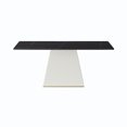 thumbnail image 4 of Magic Home 71" Light Luxury Sintered Stone Dining Table for 6 Person,Slate Rectangular Tabletop with White Striped Pedestal Base,Black, 4 of 5