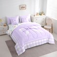 thumbnail image 2 of Erosebridal Purple Bow Bedding Comforter Set, Watercolor Bowknot Full Bedding Set for Girls, Colorful Stars Reversible, 7-Piece, 2 of 6