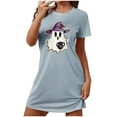 thumbnail image 2 of Somuwie Large size short Halloween women's nightdress with chest print round neck short sleeves short nightdress, 2 of 5