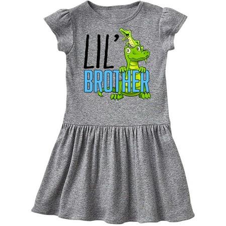 

Inktastic Lil Brother with Cute Green Alligators Gift Toddler Girl Dress