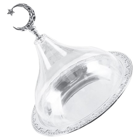 ADDHAT 1 Set Dessert Dish with Protective Cloche, 6-Inch Cake Plate Serving Tray for Food Display and