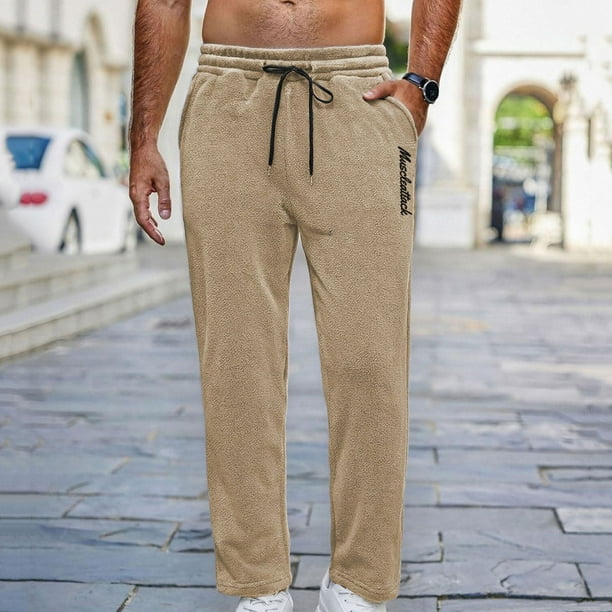 Ceisia Men Flannel Warm Sleep Pants Adjustable Drawstring Home Pants Casual Gift Outdoor Lounge Trousers