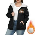 thumbnail image 4 of QIUOMBBP Womens Christmas Hoodies Casual Long Sleeve Zip Up Sweatshirts with Pocket Sherpa Fleece Winter Coats, Black, XL, 4 of 6