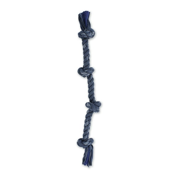 Mammoth Flossy Chews Cottonblend Denim 4 Knot Tug Rope Dog Toy , Large, 27"