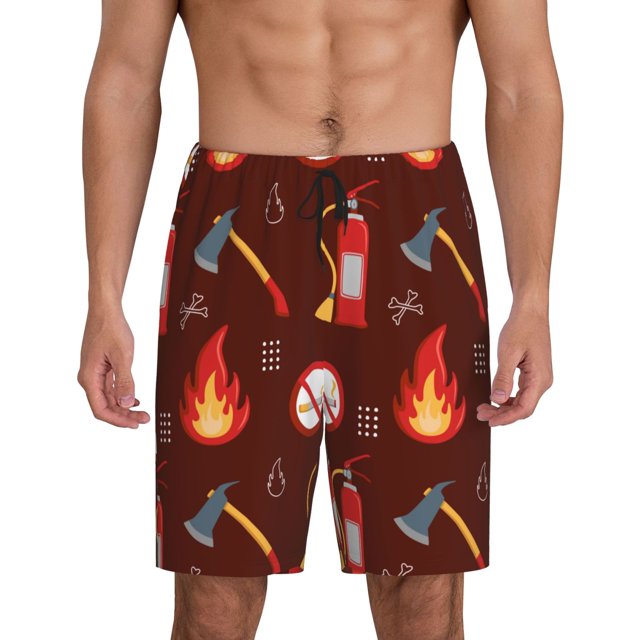 Fotbe Fire Extinguisher Pantalones Cortos de Pijama para Hombre, Ropa de Dormir, Pantalones de Pijama Cortos para Hombre-3X-Large